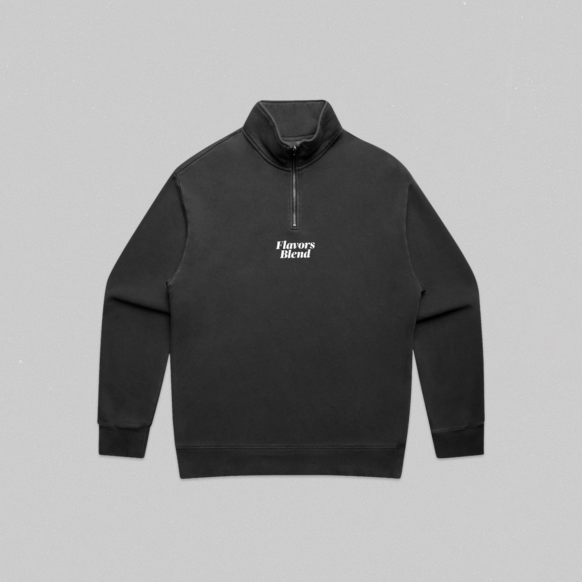 RELAXED FIT QUARTER ZIP FLAVORS BLEND SWEATSHIRT // VINTAGE BLACK