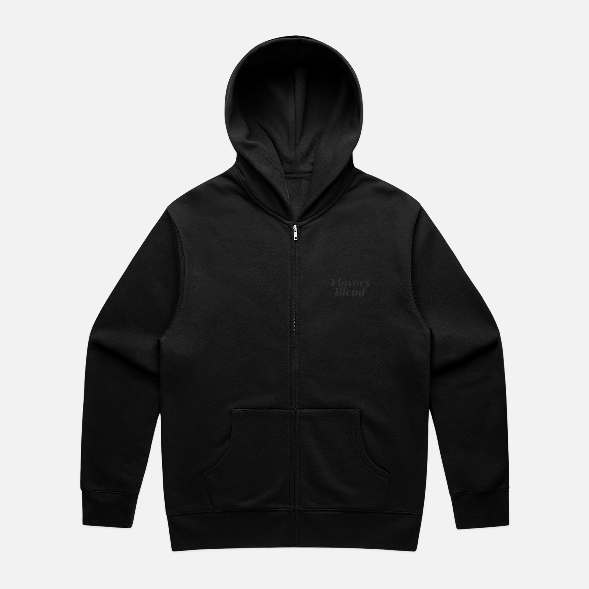 TONAL FULL-ZIP HOODIE - BLACK